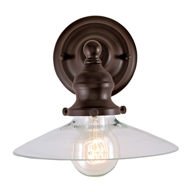 JVI Designs Union Square Ashbury Oil Rubbed Bronze 1-Light Wall Sconce With Cone-Shaped Clear Glass Shade