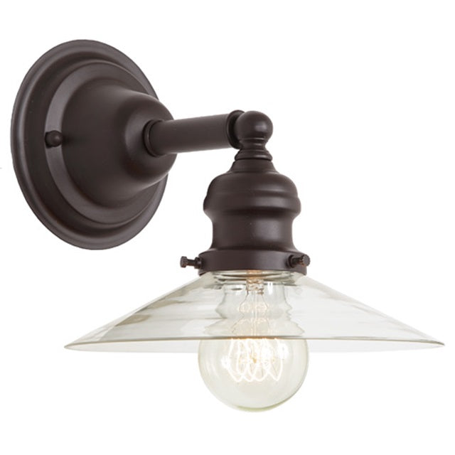 JVI Designs Union Square Ashbury Oil Rubbed Bronze 1-Light Wall Sconce With Cone-Shaped Clear Glass Shade