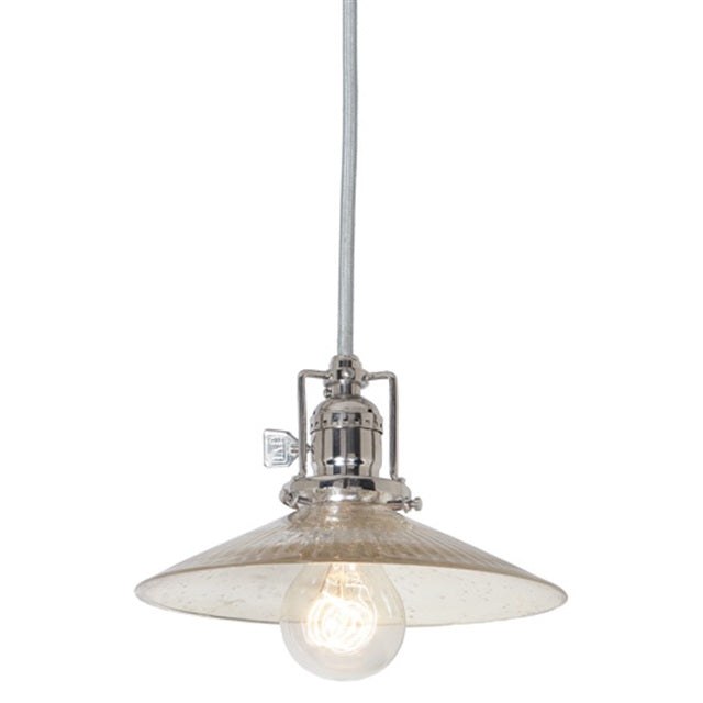 JVI Designs Union Square Ashbury Polished Nickel 1-Light Hanging Pendant Lighting With Cone-Shaped Mercury Glass Shade