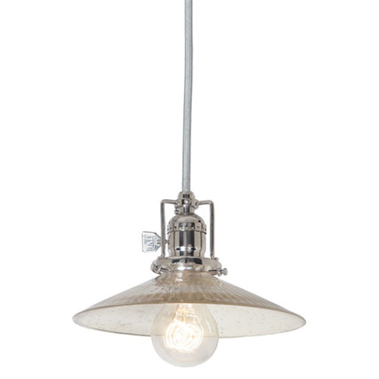 JVI Designs Union Square Ashbury Polished Nickel 1-Light Hanging Pendant Lighting With Cone-Shaped Mercury Glass Shade