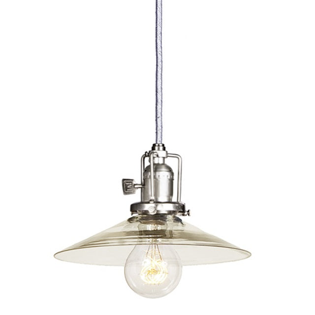 JVI Designs Union Square Ashbury Satin Nickel 1-Light Hanging Pendant Lighting With Cone-Shaped Clear Glass Shade