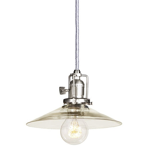 JVI Designs Union Square Ashbury Satin Nickel 1-Light Hanging Pendant Lighting With Cone-Shaped Clear Glass Shade