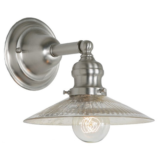 JVI Designs Union Square Ashbury Satin Nickel 1-Light Wall Sconce With Cone-Shaped Mercury Glass Shade