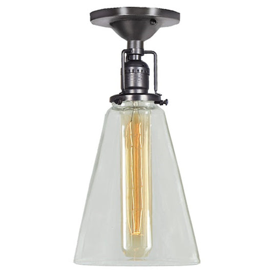 JVI Designs Union Square Barclay Gun Metal 1-Light Flush Ceiling Mount Lighting With Cone-Shaped Clear Glass Shade