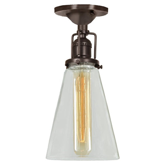 JVI Designs Union Square Barclay Oil Rubbed Bronze 1-Light Flush Ceiling Mount Lighting With Cone-Shaped Clear Glass Shade