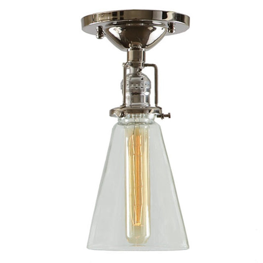 JVI Designs Union Square Barclay Polished Nickel 1-Light Flush Ceiling Mount Lighting With Cone-Shaped Clear Glass Shade