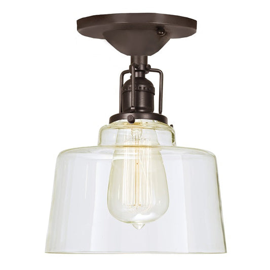 JVI Designs Union Square Buffy Oil Rubbed Bronze 1-Light Flush Ceiling Mount Lighting With Bowl-Shaped Clear Glass Shade