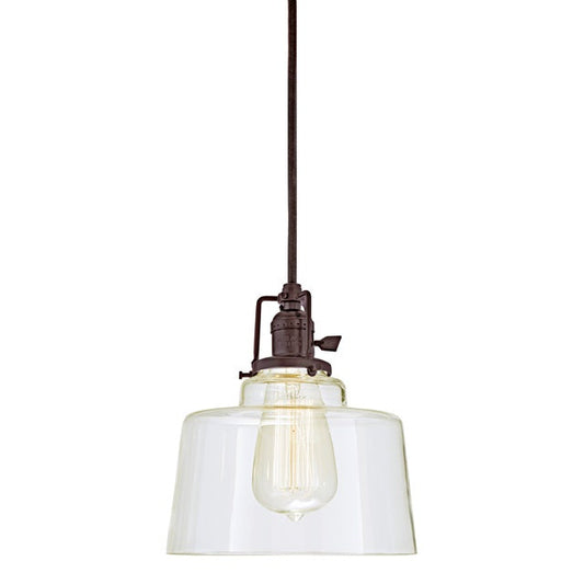 JVI Designs Union Square Buffy Oil Rubbed Bronze 1-Light Hanging Pendant Lighting With Bowl-Shaped Clear Glass Shade
