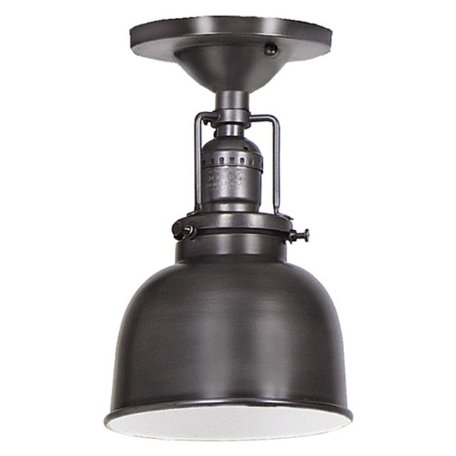 JVI Designs Union Square Gun Metal 1-Light Flush Ceiling Mount Lighting With Bell-Shaped Metal Shade