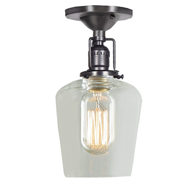 JVI Designs Union Square Liberty Gun Metal 1-Light Flush Ceiling Mount Lighting With Bell-Shaped Clear Glass Shade