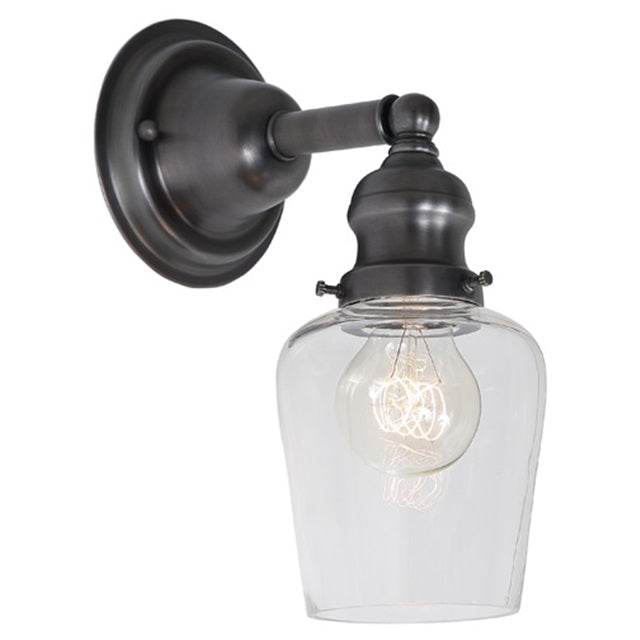 JVI Designs Union Square Liberty Gun Metal 1-Light Wall Sconce With Bell-Shaped Clear Glass Shade