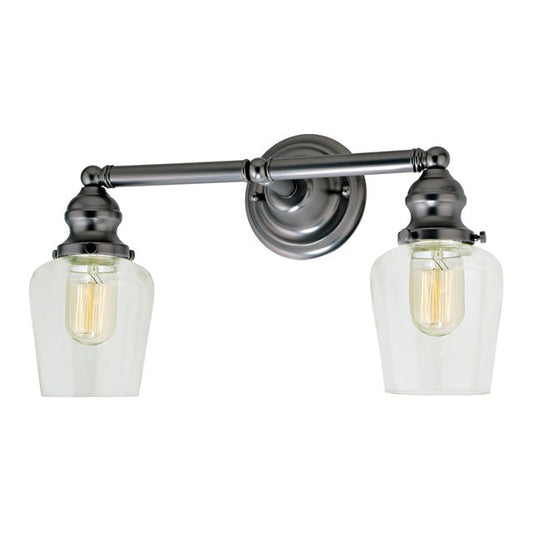 JVI Designs Union Square Liberty Gun Metal 2-Light Industrial Wall Sconce With Bell-Shaped Glass Shade