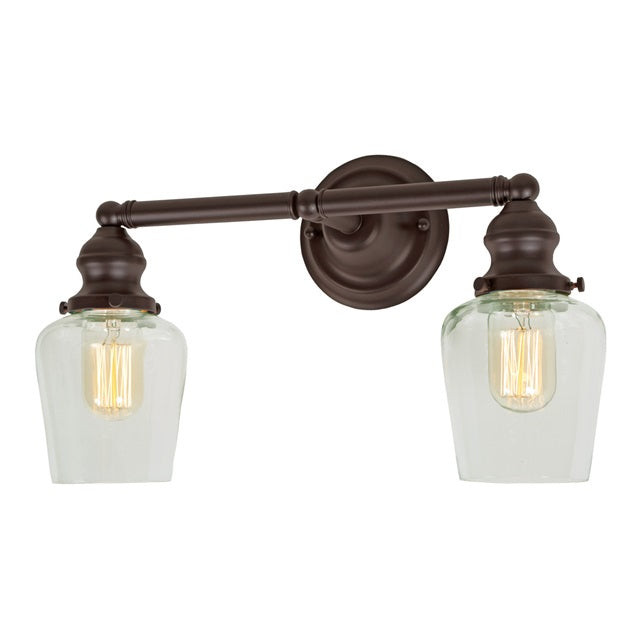 JVI Designs Union Square Liberty Oil Rubbed Bronze 2-Light Industrial Wall Sconce With Bell-Shaped Glass Shade