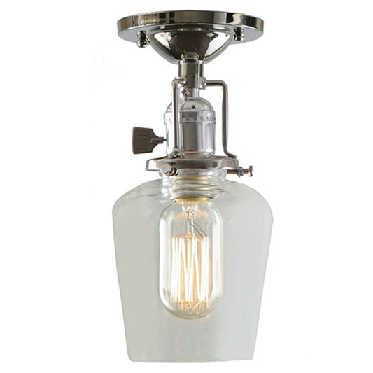 JVI Designs Union Square Liberty Polished Nickel 1-Light Flush Ceiling Mount Lighting With Bell-Shaped Clear Glass Shade