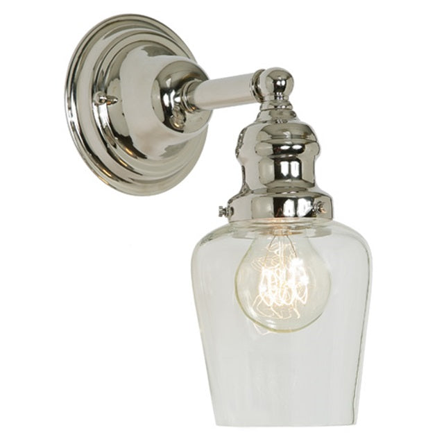 JVI Designs Union Square Liberty Polished Nickel 1-Light Wall Sconce With Bell-Shaped Clear Glass Shade