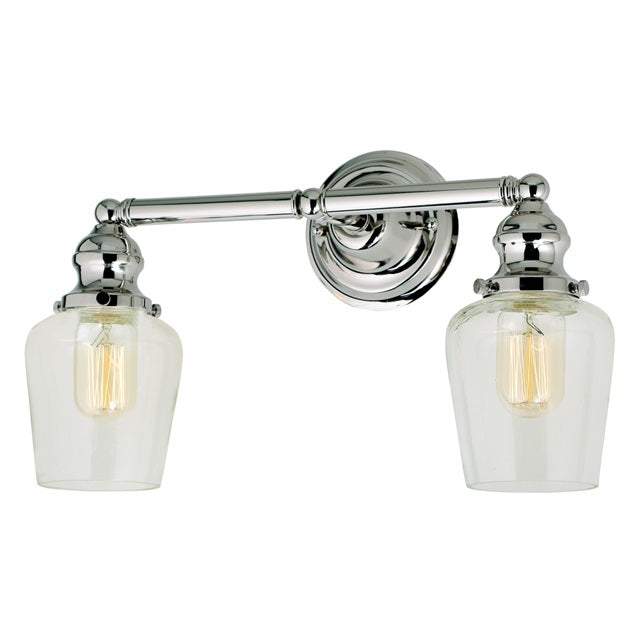 JVI Designs Union Square Liberty Polished Nickel 2-Light Industrial Wall Sconce With Bell-Shaped Glass Shade
