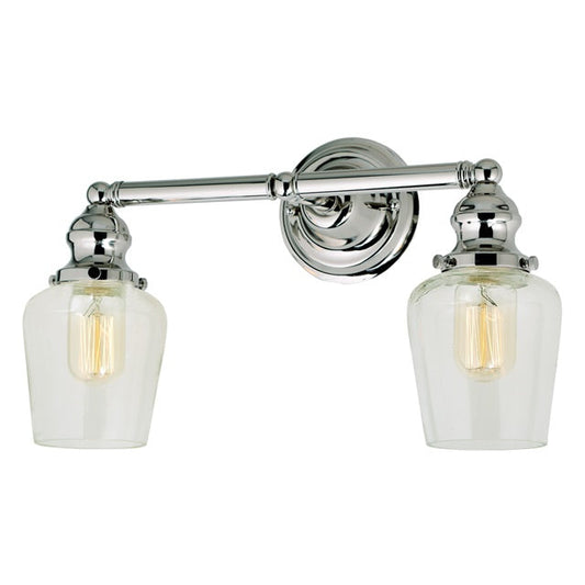 JVI Designs Union Square Liberty Polished Nickel 2-Light Industrial Wall Sconce With Bell-Shaped Glass Shade