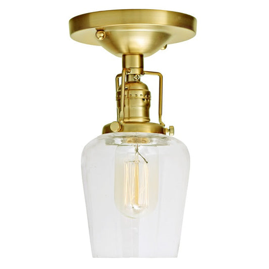 JVI Designs Union Square Liberty Satin Brass 1-Light Flush Ceiling Mount Lighting With Bell-Shaped Clear Glass Shade