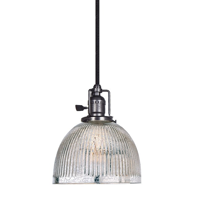 JVI Designs Union Square Madison Gun Metal 1-Light Hanging Pendant Lighting With Bell-Shaped Mercury Glass Shade
