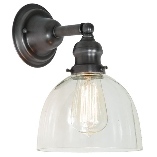 JVI Designs Union Square Madison Gun Metal 1-Light Wall Sconce With Bell-Shaped Clear Glass Shade