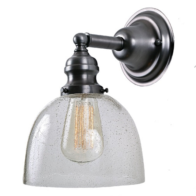 JVI Designs Union Square Madison Gun Metal 1-Light Wall Sconce With Bell-Shaped Seedy Glass Shade