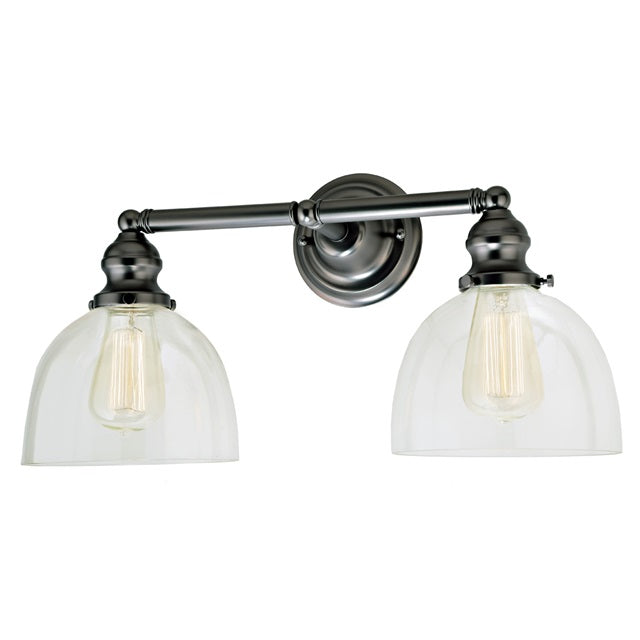 JVI Designs Union Square Madison Gun Metal 2-Light Industrial Wall Sconce With Bell-Shaped Glass Shade