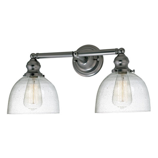 JVI Designs Union Square Madison Gun Metal 2-Light Industrial Wall Sconce With Bell-Shaped Seedy Glass Shade