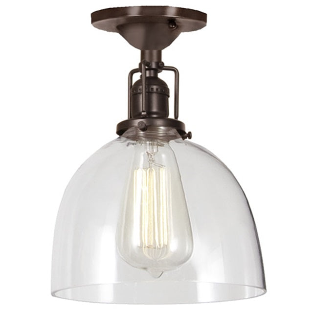 JVI Designs Union Square Madison Oil Rubbed Bronze 1-Light Flush Ceiling Mount Lighting With Bell-Shaped Clear Glass Shade