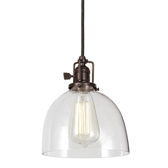 JVI Designs Union Square Madison Oil Rubbed Bronze 1-Light Hanging Pendant Lighting With Bell-Shaped Clear Glass Shade