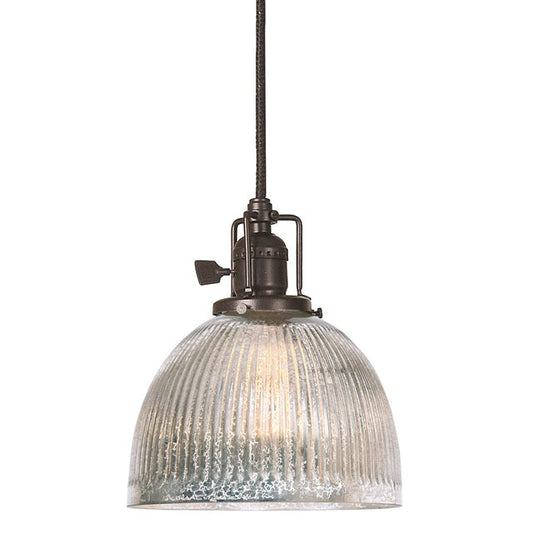 JVI Designs Union Square Madison Oil Rubbed Bronze 1-Light Hanging Pendant Lighting With Bell-Shaped Mercury Glass Shade