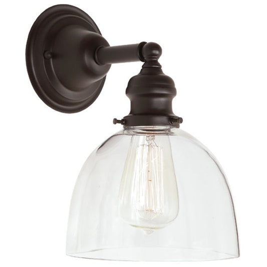 JVI Designs Union Square Madison Oil Rubbed Bronze 1-Light Wall Sconce With Bell-Shaped Clear Glass Shade