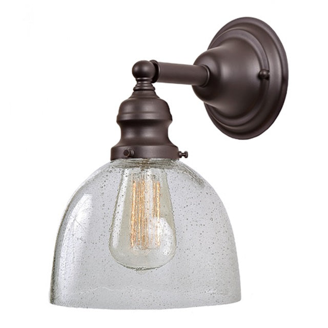 JVI Designs Union Square Madison Oil Rubbed Bronze 1-Light Wall Sconce With Bell-Shaped Seedy Glass Shade