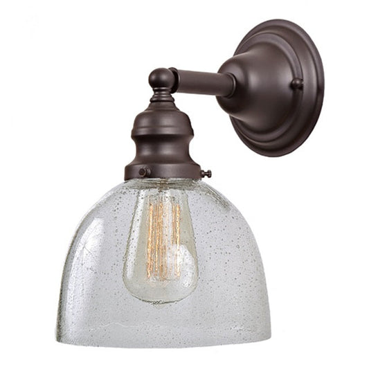 JVI Designs Union Square Madison Oil Rubbed Bronze 1-Light Wall Sconce With Bell-Shaped Seedy Glass Shade