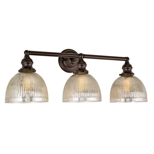 JVI Designs Union Square Madison Oil Rubbed Bronze 3-Light Wall Sconce With Bell-Shaped Clear Mercury Glass Shade