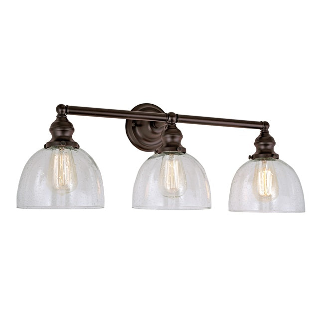 JVI Designs Union Square Madison Oil Rubbed Bronze 3-Light Wall Sconce With Bell-Shaped Clear Seedy Glass Shade