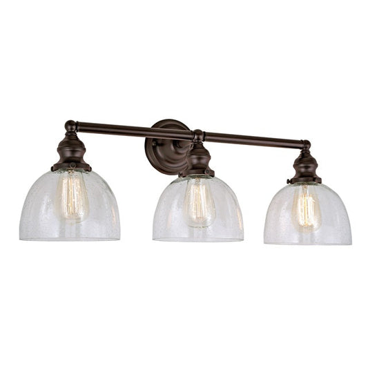 JVI Designs Union Square Madison Oil Rubbed Bronze 3-Light Wall Sconce With Bell-Shaped Clear Seedy Glass Shade