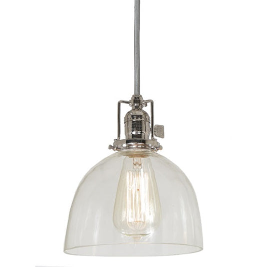 JVI Designs Union Square Madison Polished Nickel 1-Light Hanging Pendant Lighting With Bell-Shaped Clear Glass Shade