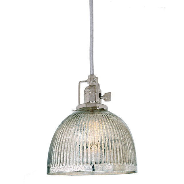 JVI Designs Union Square Madison Polished Nickel 1-Light Hanging Pendant Lighting With Bell-Shaped Mercury Glass Shade