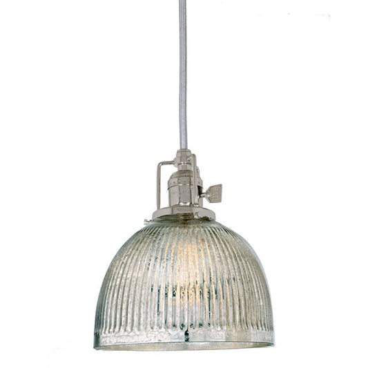 JVI Designs Union Square Madison Polished Nickel 1-Light Hanging Pendant Lighting With Bell-Shaped Mercury Glass Shade