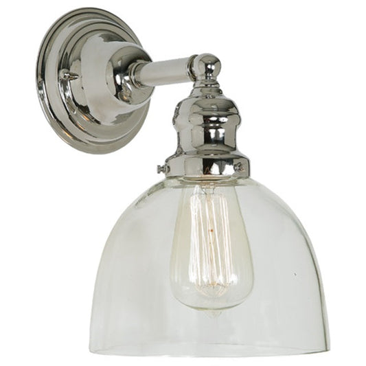 JVI Designs Union Square Madison Polished Nickel 1-Light Wall Sconce With Bell-Shaped Clear Glass Shade