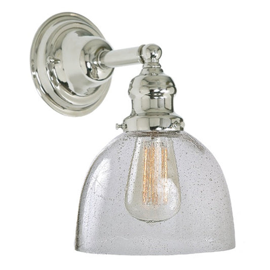 JVI Designs Union Square Madison Polished Nickel 1-Light Wall Sconce With Bell-Shaped Seedy Glass Shade