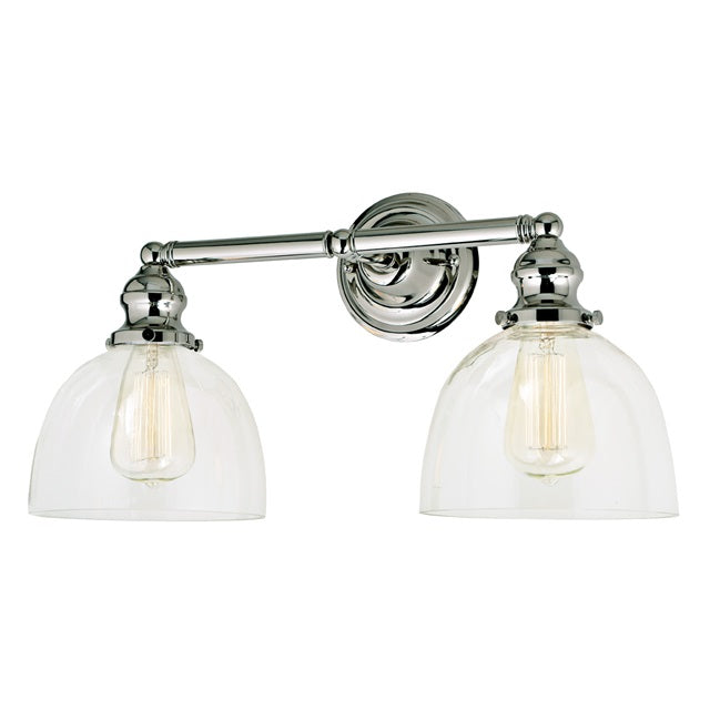 JVI Designs Union Square Madison Polished Nickel 2-Light Industrial Wall Sconce With Bell-Shaped Glass Shade