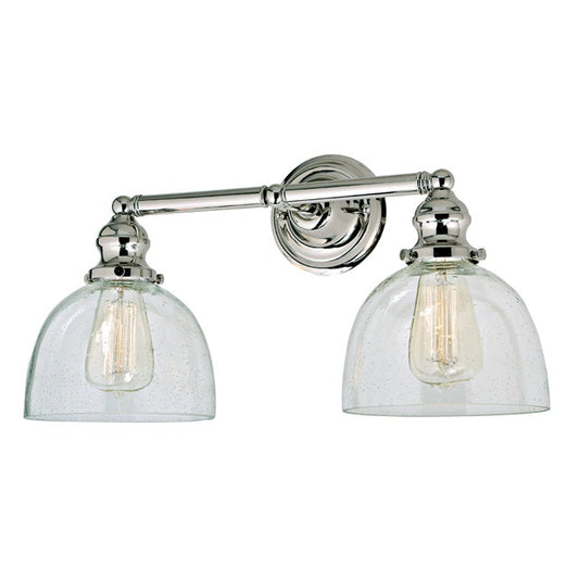 JVI Designs Union Square Madison Polished Nickel 2-Light Industrial Wall Sconce With Bell-Shaped Seedy Glass Shade