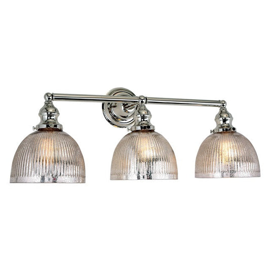JVI Designs Union Square Madison Polished Nickel 3-Light Wall Sconce With Bell-Shaped Clear Mercury Glass Shade