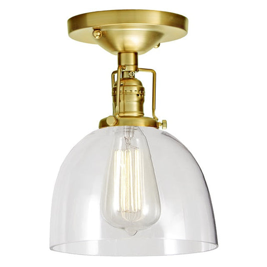 JVI Designs Union Square Madison Satin Brass 1-Light Flush Ceiling Mount Lighting With Bell-Shaped Clear Glass Shade