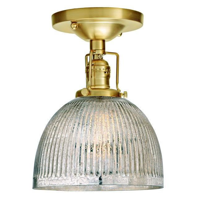 JVI Designs Union Square Madison Satin Brass 1-Light Flush Ceiling Mount Lighting With Bell-Shaped Mercury Glass Shade