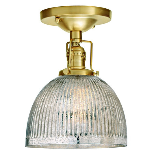 JVI Designs Union Square Madison Satin Brass 1-Light Flush Ceiling Mount Lighting With Bell-Shaped Mercury Glass Shade