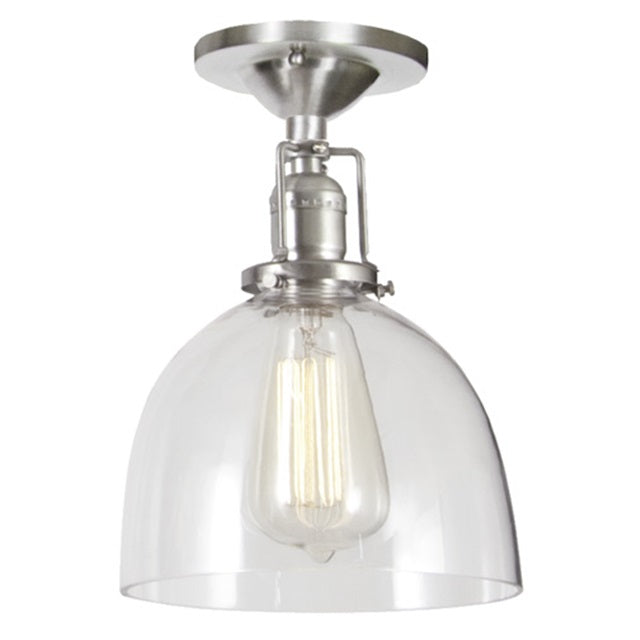 JVI Designs Union Square Madison Satin Nickel 1-Light Flush Ceiling Mount Lighting With Bell-Shaped Clear Glass Shade