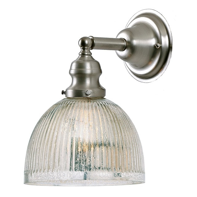 JVI Designs Union Square Madison Satin Nickel 1-Light Wall Sconce With Bell-Shaped Mercury Glass Shade