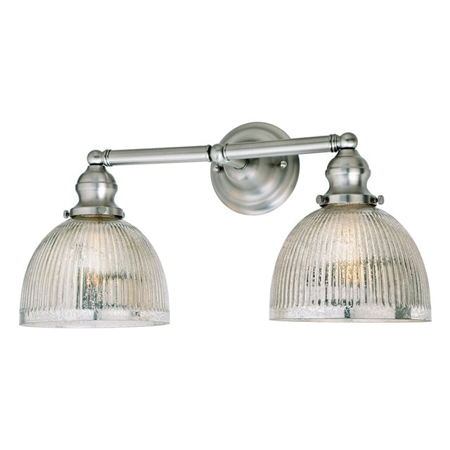 JVI Designs Union Square Madison Satin Nickel 2-Light Industrial Wall Sconce With Bell-Shaped Mercury Glass Shade